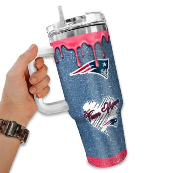 custom new england patriots heart helmet motif blue curved tumbler fashion forward.webp