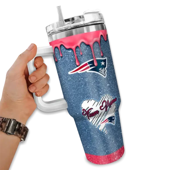 custom new england patriots heart helmet motif blue curved tumbler fashion forward.webp