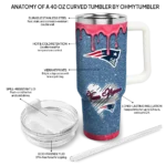 custom new england patriots heart helmet motif blue curved tumbler best selling.webp