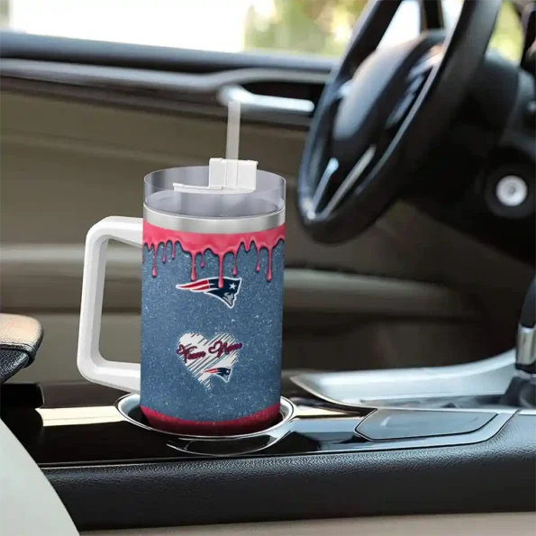 custom new england patriots heart helmet motif blue curved tumbler trendy.webp