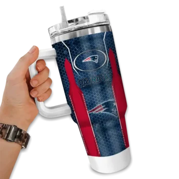 custom new england patriots hexagon armor blue curved tumbler fashion forward.webp