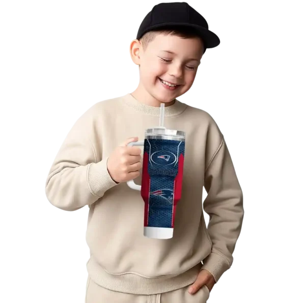 custom new england patriots hexagon armor blue curved tumbler latest model.webp