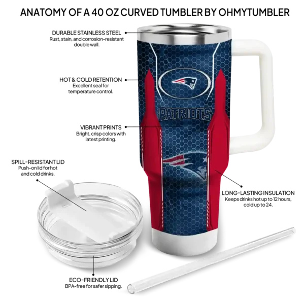 custom new england patriots hexagon armor blue curved tumbler new arrival.webp