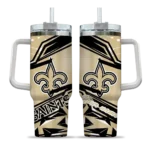 custom new orleans saints abstract paths gold curved tumbler best selling.webp