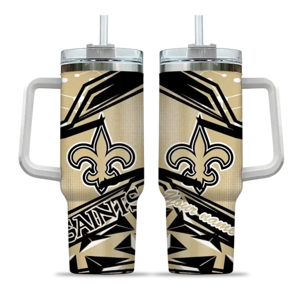 custom new orleans saints abstract paths gold curved tumbler best selling.webp