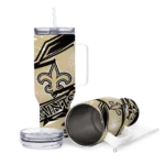 custom new orleans saints abstract paths gold curved tumbler best selling.webp