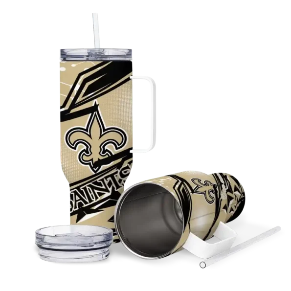 custom new orleans saints abstract paths gold curved tumbler high quality.webp