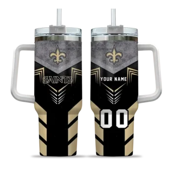custom new orleans saints arrow armor gold black curved tumbler best selling.webp