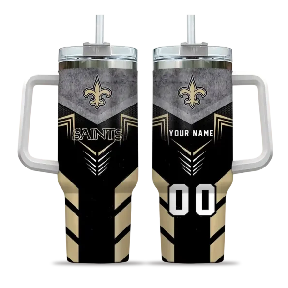 custom new orleans saints arrow armor gold black curved tumbler best selling.webp