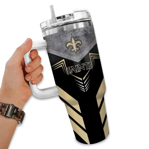custom new orleans saints arrow armor gold black curved tumbler fashion forward.webp
