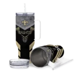 custom new orleans saints arrow armor gold black curved tumbler best selling.webp