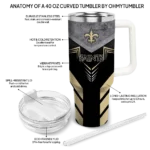 custom new orleans saints arrow armor gold black curved tumbler best selling.webp