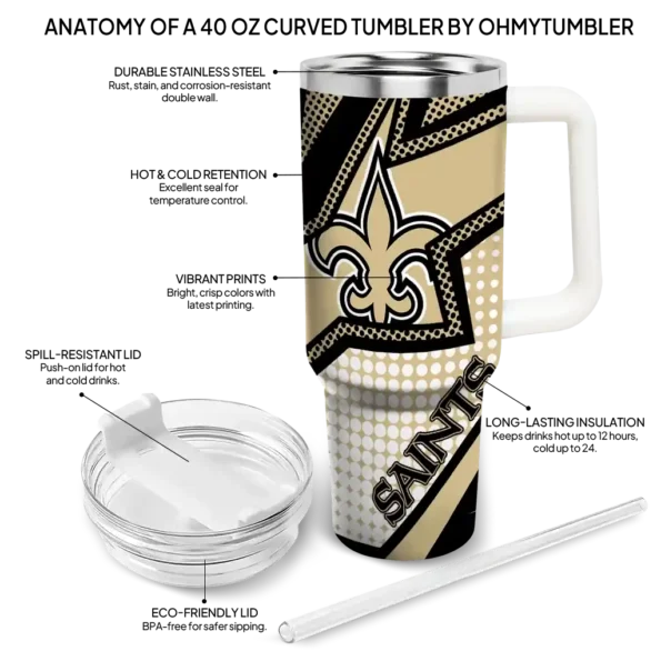 custom new orleans saints arrow burst gold curved tumbler new arrival.webp