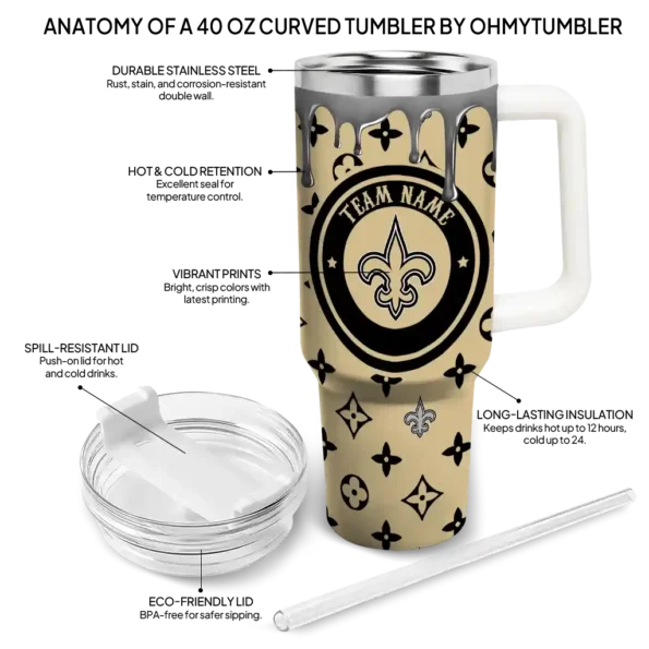 custom new orleans saints bullseye drips gold curved tumbler new arrival.webp