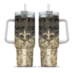 custom new orleans saints chevron stripe gold curved tumbler best selling.webp