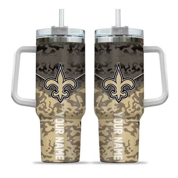 custom new orleans saints chevron stripe gold curved tumbler best selling.webp