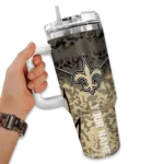 custom new orleans saints chevron stripe gold curved tumbler best selling.webp