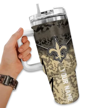 custom new orleans saints chevron stripe gold curved tumbler fashion forward.webp
