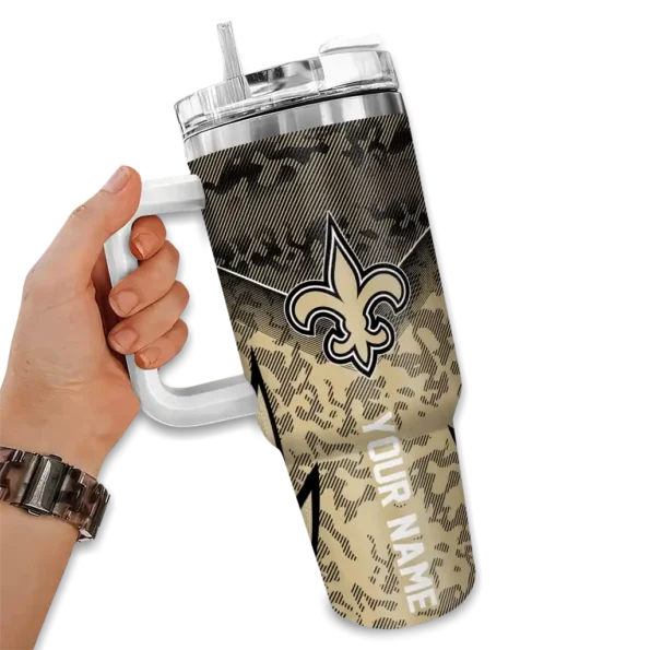 custom new orleans saints chevron stripe gold curved tumbler fashion forward.webp