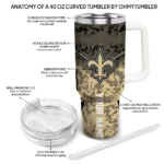 custom new orleans saints chevron stripe gold curved tumbler best selling.webp