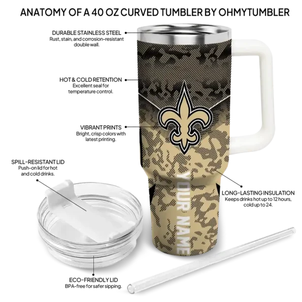 custom new orleans saints chevron stripe gold curved tumbler new arrival.webp