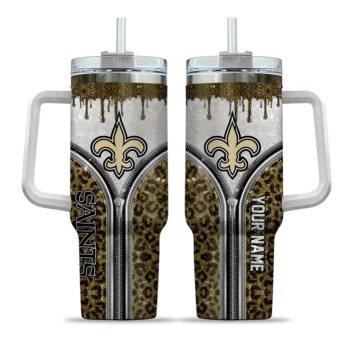 custom new orleans saints leopard zipper gold curved tumbler best selling.webp