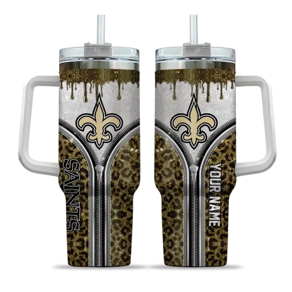 custom new orleans saints leopard zipper gold curved tumbler best selling.webp