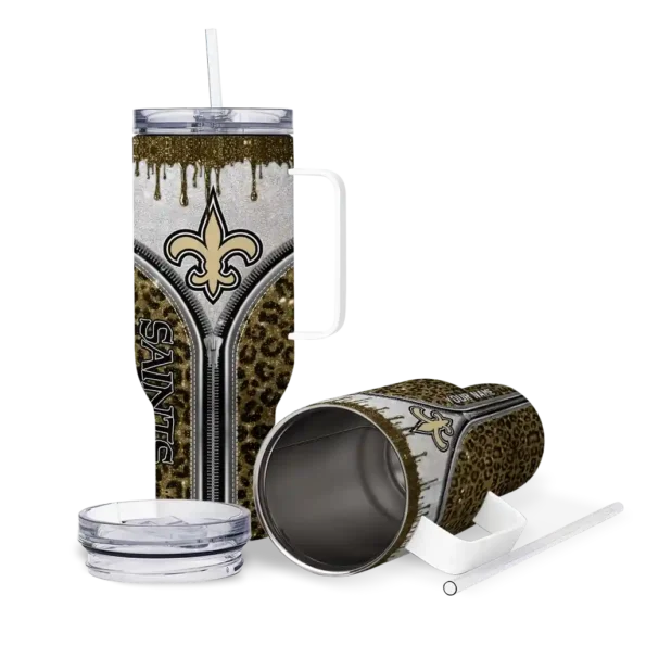 custom new orleans saints leopard zipper gold curved tumbler high quality.webp