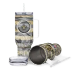 custom new orleans saints marbled stripes gold curved tumbler best selling.webp