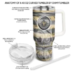 custom new orleans saints marbled stripes gold curved tumbler best selling.webp