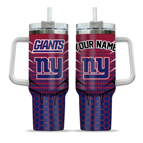 custom new york giants hex texture blue curved tumbler best selling.webp