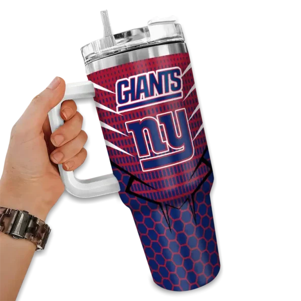 custom new york giants hex texture blue curved tumbler fashion forward.webp