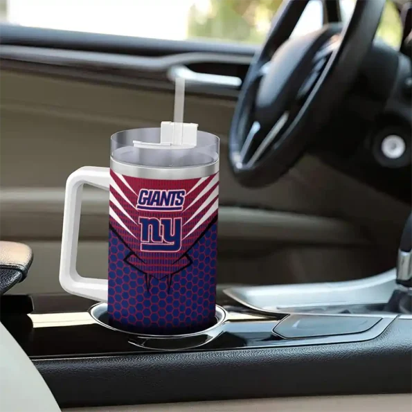 custom new york giants hex texture blue curved tumbler trendy.webp