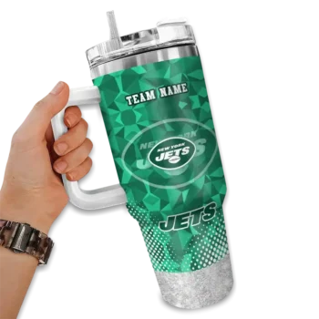 custom new york jets geometric prism green curved tumbler fashion forward.webp