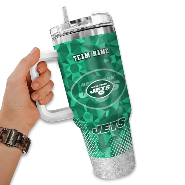 custom new york jets geometric prism green curved tumbler fashion forward.webp