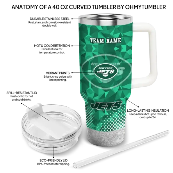 custom new york jets geometric prism green curved tumbler new arrival.webp
