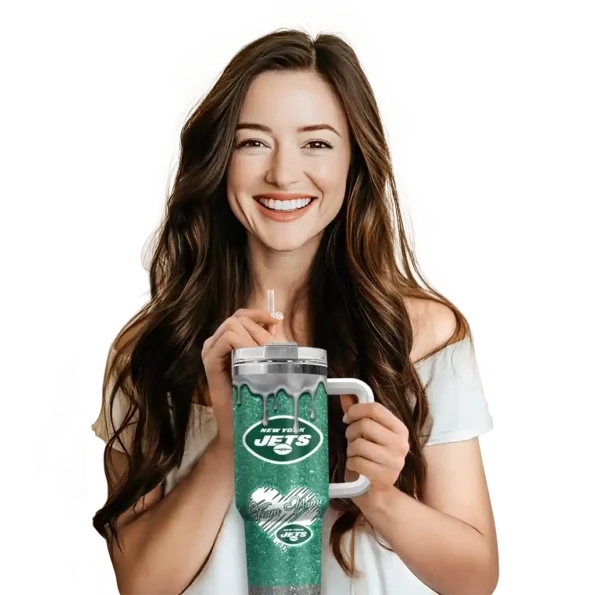 custom new york jets heart helmet motif green curved tumbler premium grade.webp