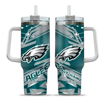 custom philadelphia eagles abstract paths green curved tumbler best selling.webp