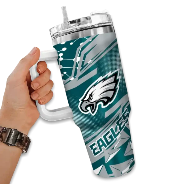custom philadelphia eagles abstract paths green curved tumbler fashion forward.webp