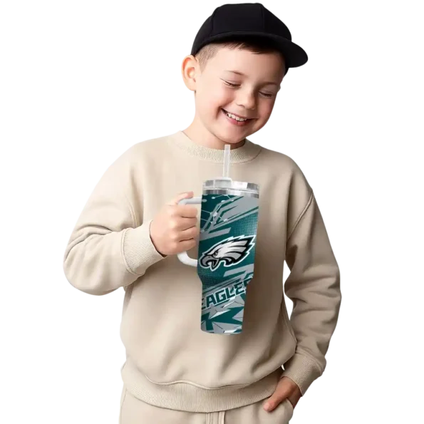 custom philadelphia eagles abstract paths green curved tumbler latest model.webp