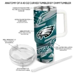 custom philadelphia eagles abstract paths green curved tumbler best selling.webp