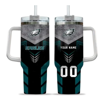 custom philadelphia eagles arrow armor green black curved tumbler best selling.webp