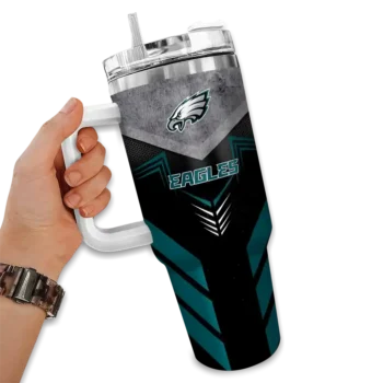 custom philadelphia eagles arrow armor green black curved tumbler fashion forward.webp