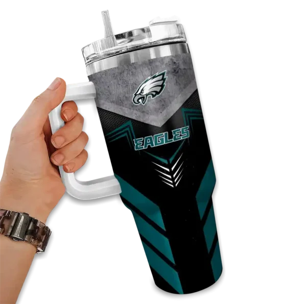 custom philadelphia eagles arrow armor green black curved tumbler fashion forward.webp