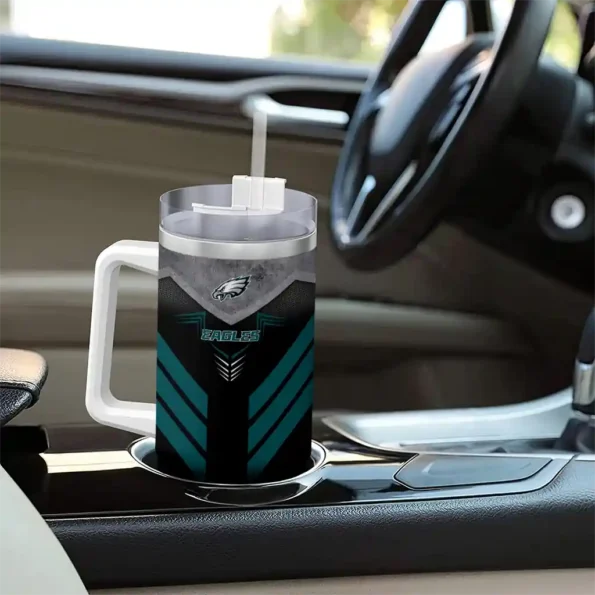 custom philadelphia eagles arrow armor green black curved tumbler trendy.webp