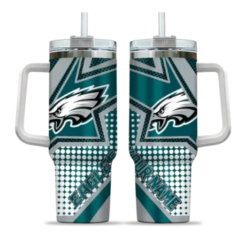 custom philadelphia eagles arrow burst green curved tumbler best selling.webp