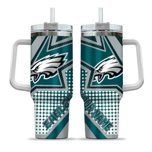 custom philadelphia eagles arrow burst green curved tumbler best selling.webp