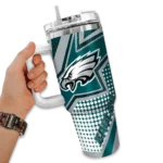 custom philadelphia eagles arrow burst green curved tumbler best selling.webp