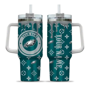 custom philadelphia eagles bullseye drips green curved tumbler best selling.webp