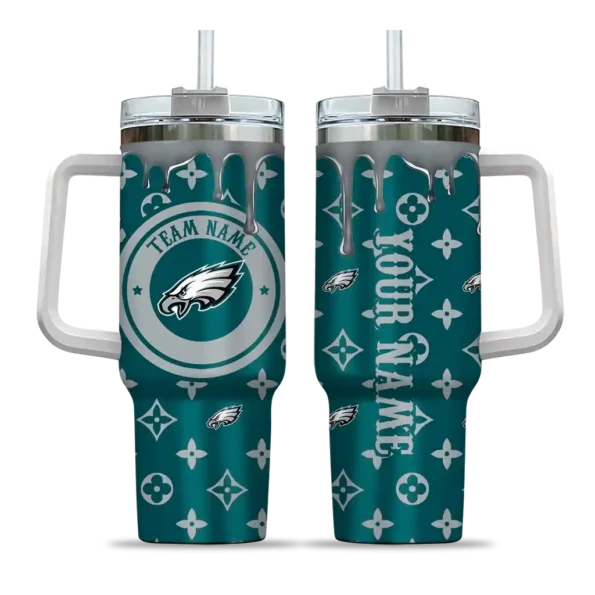 custom philadelphia eagles bullseye drips green curved tumbler best selling.webp